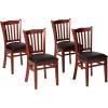 Flash Furniture 4 Pack HERCULES Series Vertical Slat Back Walnut Wood Restaurant Chair – Black Vinyl Seat(Black Vinyl Seat/Walnut Wood Frame)