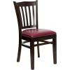 Flash Furniture 4 Pack HERCULES Series Vertical Slat Back Walnut Wood Restaurant Chair – Black Vinyl Seat(Burgundy Vinyl Seat/Walnut Wood Frame)