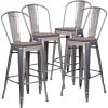 Flash Furniture Commercial Grade 30″ High Black Metal Indoor-Outdoor Barstool with Removable Back(Black)
