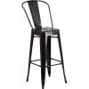 Flash Furniture Commercial Grade 30″ High Black Metal Indoor-Outdoor Barstool with Removable Back(Black-antique Gold)
