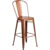 Flash Furniture Commercial Grade 30″ High Black Metal Indoor-Outdoor Barstool with Removable Back(Copper)