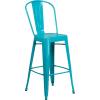 Flash Furniture Commercial Grade 30″ High Black Metal Indoor-Outdoor Barstool with Removable Back(Crystal Teal-blue)