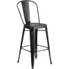 Flash Furniture Commercial Grade 30″ High Black Metal Indoor-Outdoor Barstool with Removable Back(Distressed Black)