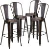 Flash Furniture Commercial Grade 30″ High Black Metal Indoor-Outdoor Barstool with Removable Back(Distressed Copper)