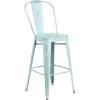Flash Furniture Commercial Grade 30″ High Black Metal Indoor-Outdoor Barstool with Removable Back(Distressed Green-blue)