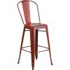 Flash Furniture Commercial Grade 30″ High Black Metal Indoor-Outdoor Barstool with Removable Back(Distressed Kelly Red)