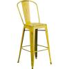 Flash Furniture Commercial Grade 30″ High Black Metal Indoor-Outdoor Barstool with Removable Back(Distressed Yellow)