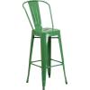 Flash Furniture Commercial Grade 30″ High Black Metal Indoor-Outdoor Barstool with Removable Back(Green)