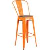 Flash Furniture Commercial Grade 30″ High Black Metal Indoor-Outdoor Barstool with Removable Back(Orange)