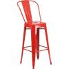 Flash Furniture Commercial Grade 30″ High Black Metal Indoor-Outdoor Barstool with Removable Back(Red)