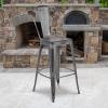 Flash Furniture Commercial Grade 30″ High Black Metal Indoor-Outdoor Barstool with Removable Back(Silver Gray)