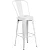 Flash Furniture Commercial Grade 30″ High Black Metal Indoor-Outdoor Barstool with Removable Back(White)