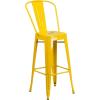 Flash Furniture Commercial Grade 30″ High Black Metal Indoor-Outdoor Barstool with Removable Back(Yellow)