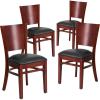 Flash Furniture Lacey Series Solid Back Walnut Wood Restaurant Chair – Burgundy Vinyl Seat(Black/Mahogany)