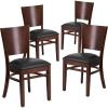 Flash Furniture Lacey Series Solid Back Walnut Wood Restaurant Chair – Burgundy Vinyl Seat(Black/Walnut)