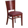 Flash Furniture Lacey Series Solid Back Walnut Wood Restaurant Chair – Burgundy Vinyl Seat(Burgundy Vinyl Seat/Mahogany Wood Frame)