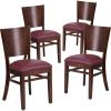 Flash Furniture Lacey Series Solid Back Walnut Wood Restaurant Chair – Burgundy Vinyl Seat(Burgundy/Walnut)