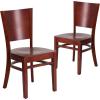 Flash Furniture Lacey Series Solid Back Walnut Wood Restaurant Chair – Burgundy Vinyl Seat(Mahogany Wood Seat/Mahogany Wood Frame)