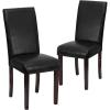 Flash Furniture Traditional Black LeatherSoft Upholstered Panel Back Parsons Dining Chair(Black)
