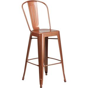 Flash Furniture Commercial Grade 30″ High Black Metal Indoor-Outdoor Barstool with Removable Back(Copper)