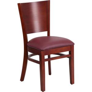 Flash Furniture Lacey Series Solid Back Walnut Wood Restaurant Chair – Burgundy Vinyl Seat(Burgundy Vinyl Seat/Mahogany Wood Frame)