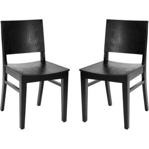 Flash Furniture Naples Commercial Solid Wood Dining Chair, Curved Backrest, Sturdy Mortise and Tenon Construction, Black(Black)