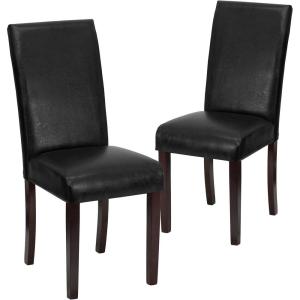 Flash Furniture Traditional Black LeatherSoft Upholstered Panel Back Parsons Dining Chair(Black)