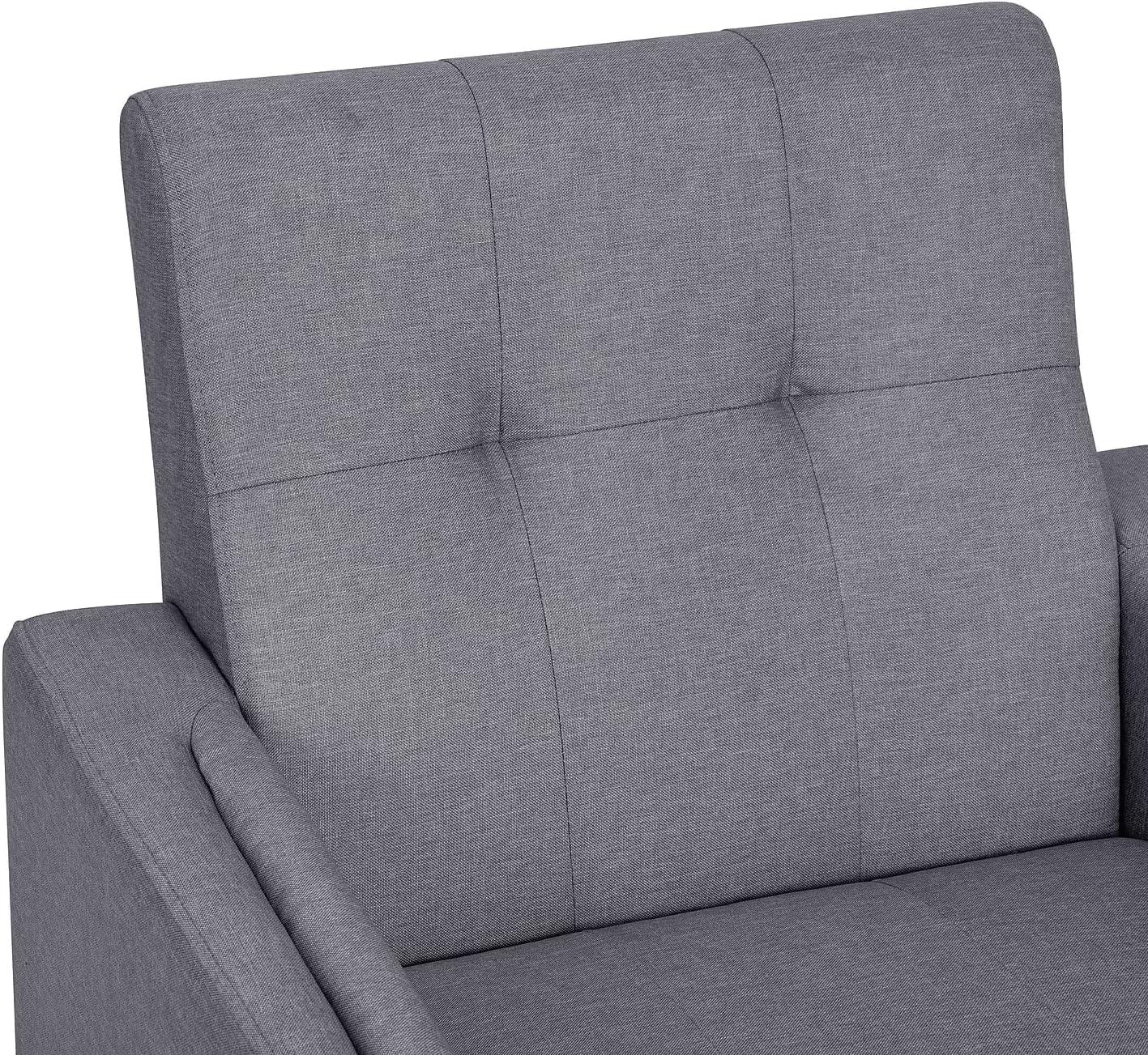image:imageFlash Furniture Conrad Commercial MidCentury Modern Chair Taupe Faux Linen Upholstery Buttonless Tufting Wood LegsSlate Gray