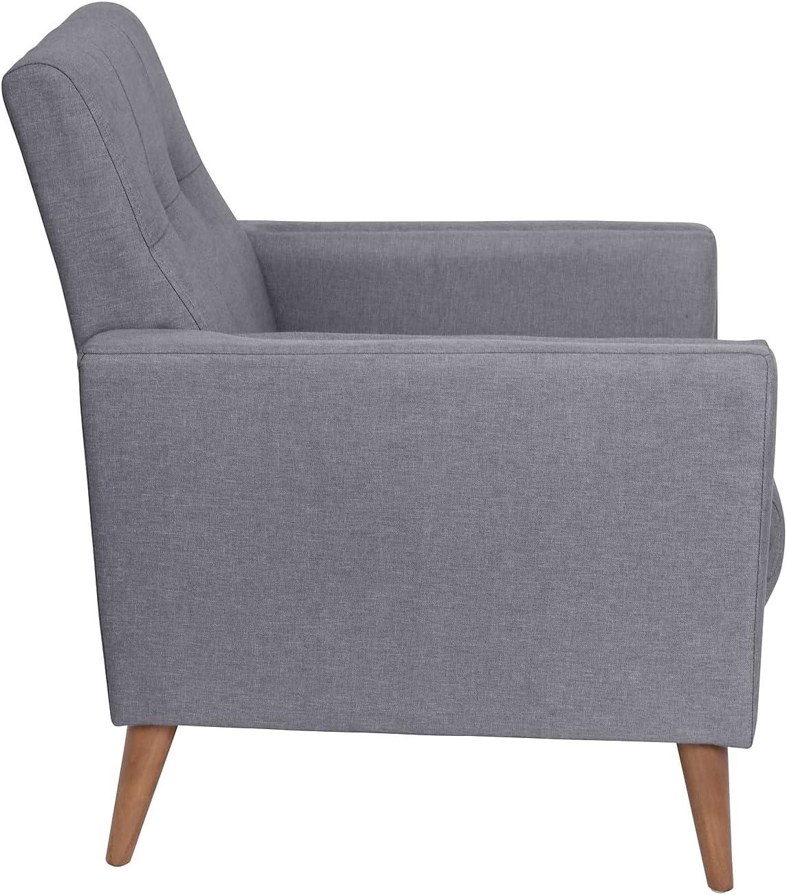 image:imageFlash Furniture Conrad Commercial MidCentury Modern Chair Taupe Faux Linen Upholstery Buttonless Tufting Wood LegsSlate Gray