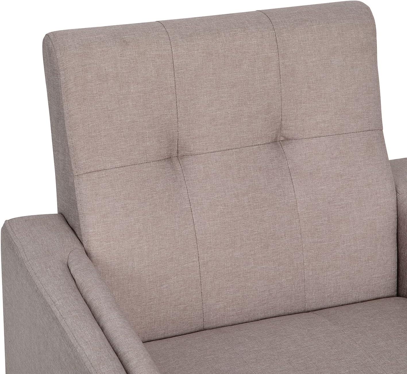 image:imageFlash Furniture Conrad Commercial MidCentury Modern Chair Taupe Faux Linen Upholstery Buttonless Tufting Wood LegsTaupe