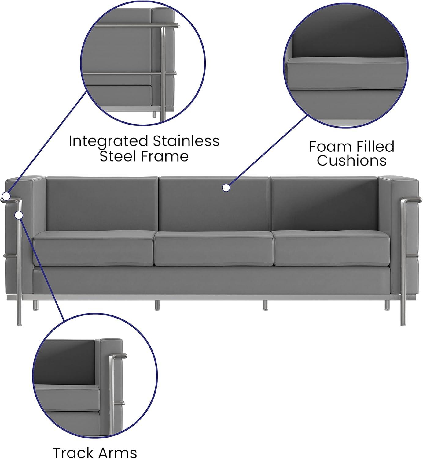 image:imageFlash Furniture Hercules Regal Series Contemporary Gray LeatherSoft Chair with Encasing FrameGrey