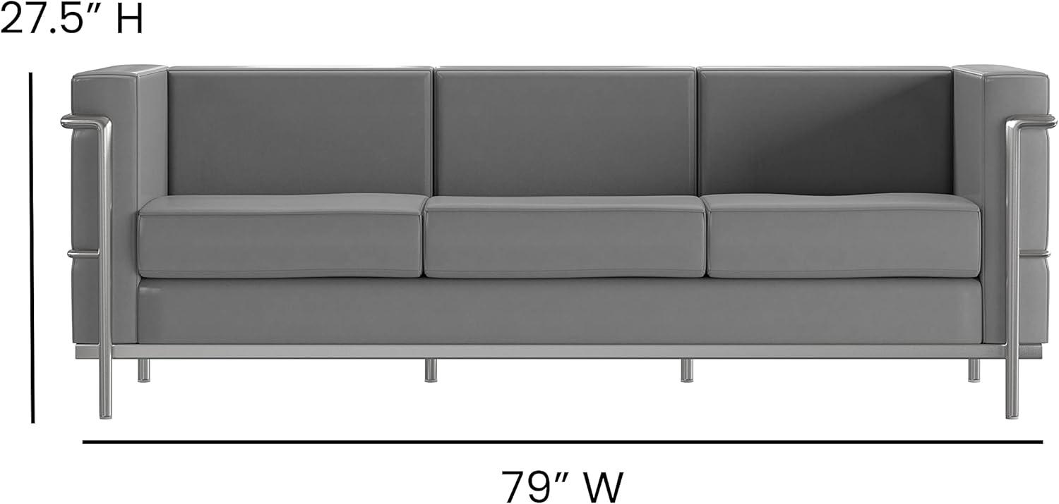 image:imageFlash Furniture Hercules Regal Series Contemporary Gray LeatherSoft Chair with Encasing FrameGrey