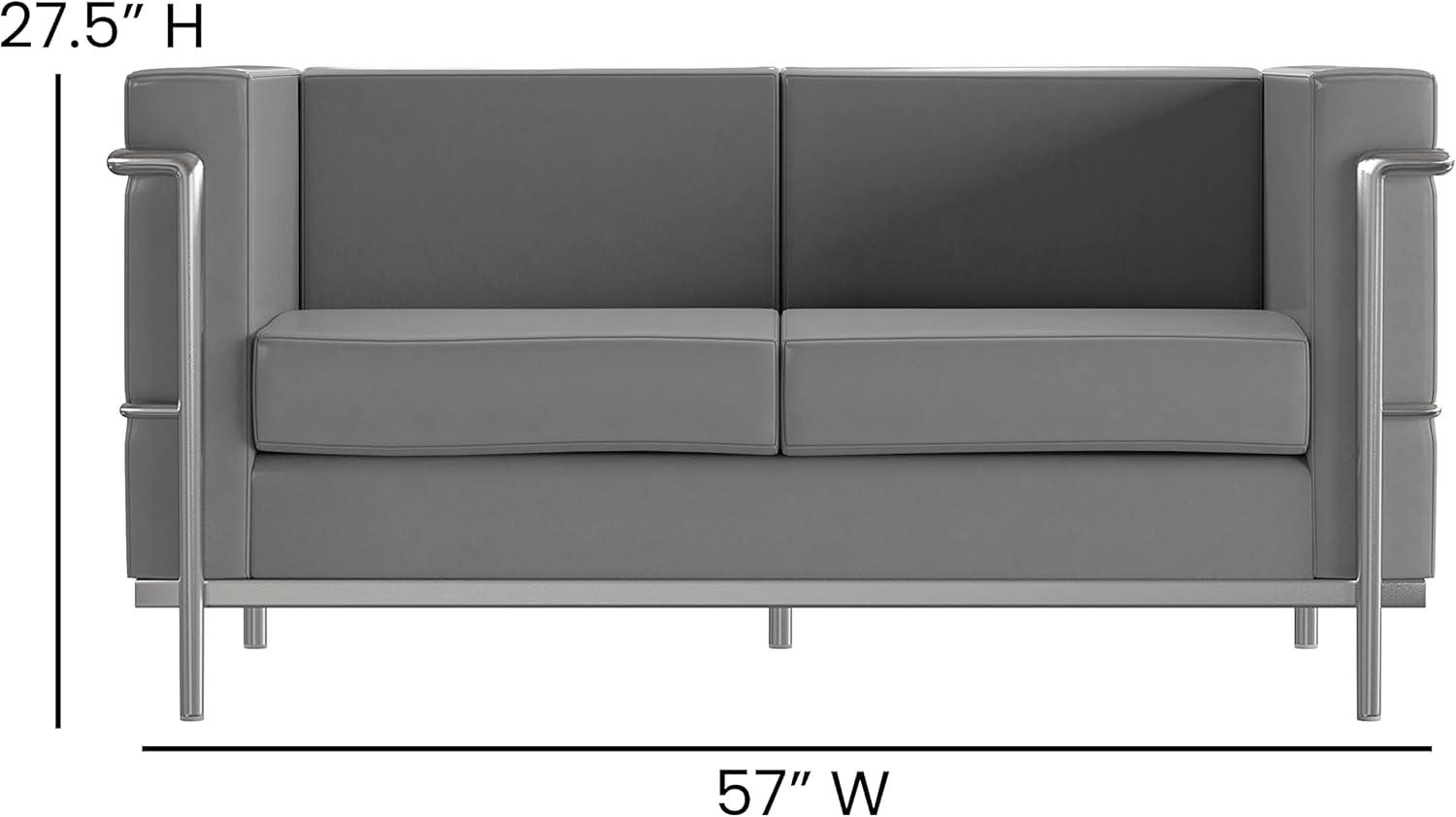 image:imageFlash Furniture Hercules Regal Series Contemporary Gray LeatherSoft Chair with Encasing FrameGrey