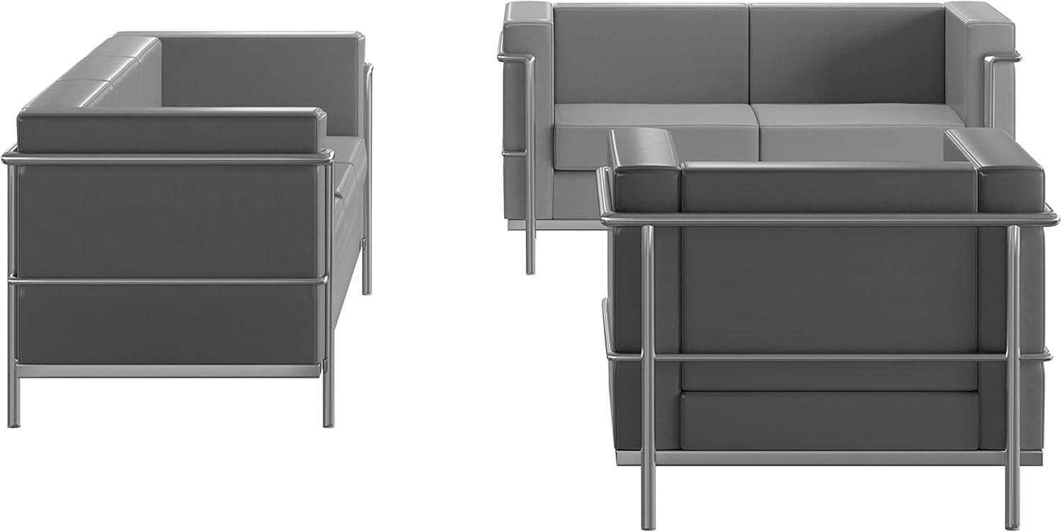 image:imageFlash Furniture Hercules Regal Series Contemporary Gray LeatherSoft Chair with Encasing FrameGrey