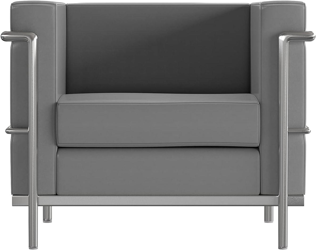 image:imageFlash Furniture Hercules Regal Series Contemporary Gray LeatherSoft Chair with Encasing FrameGrey