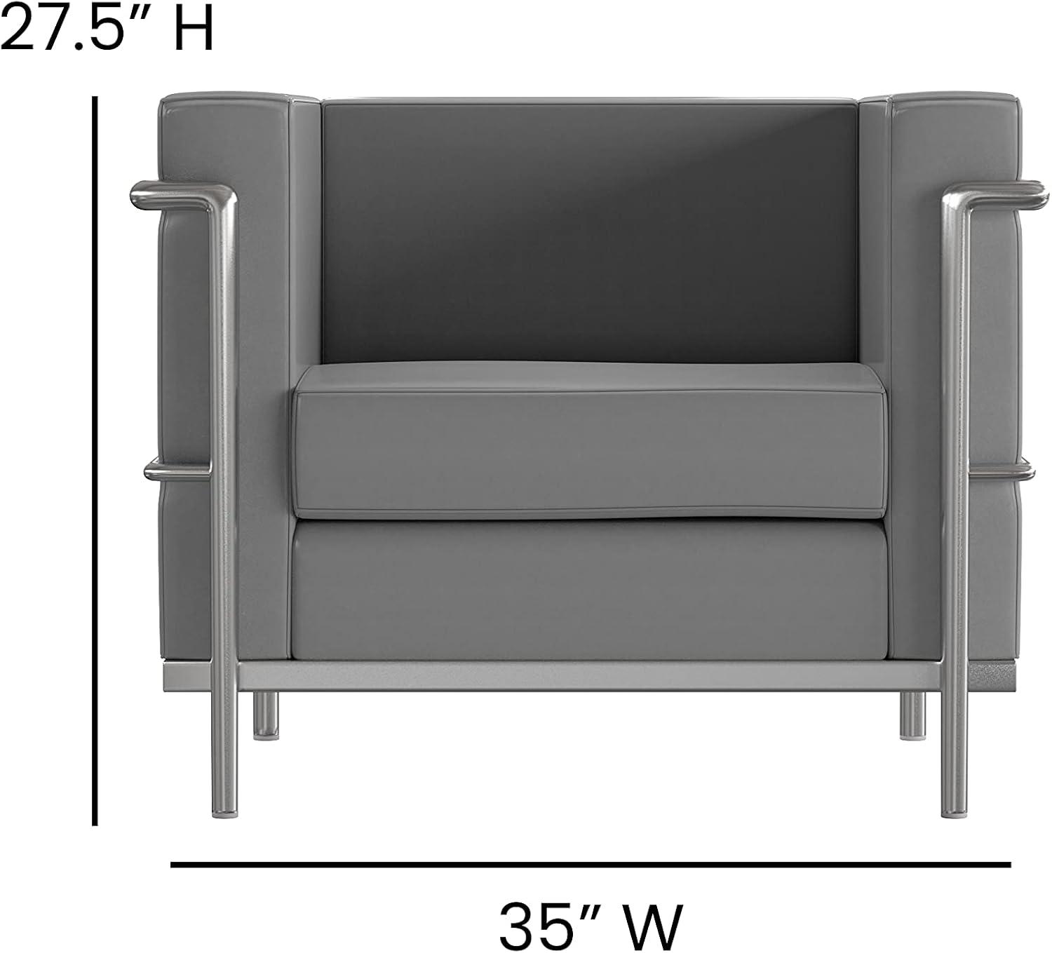 image:imageFlash Furniture Hercules Regal Series Contemporary Gray LeatherSoft Chair with Encasing FrameGrey