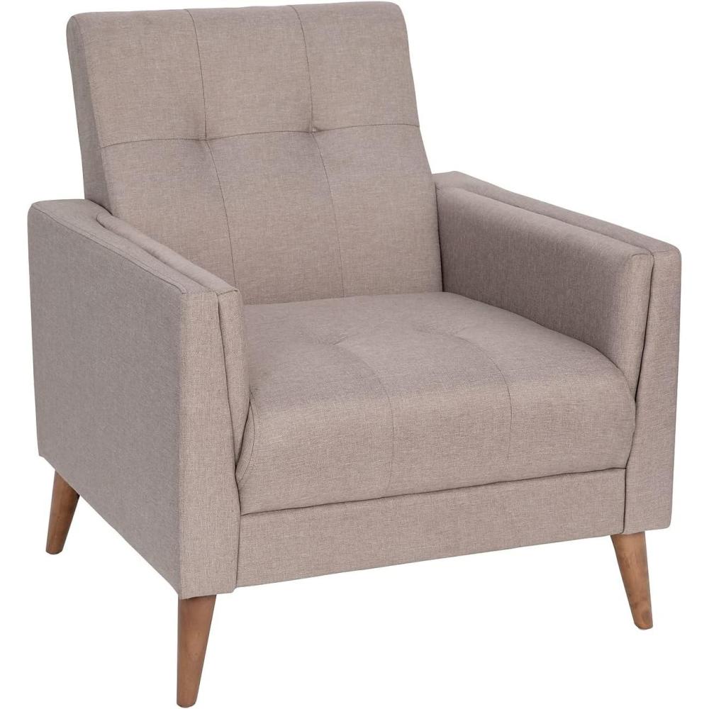 image:imageFlash Furniture Conrad Commercial MidCentury Modern Chair Taupe Faux Linen Upholstery Buttonless Tufting Wood LegsTaupe