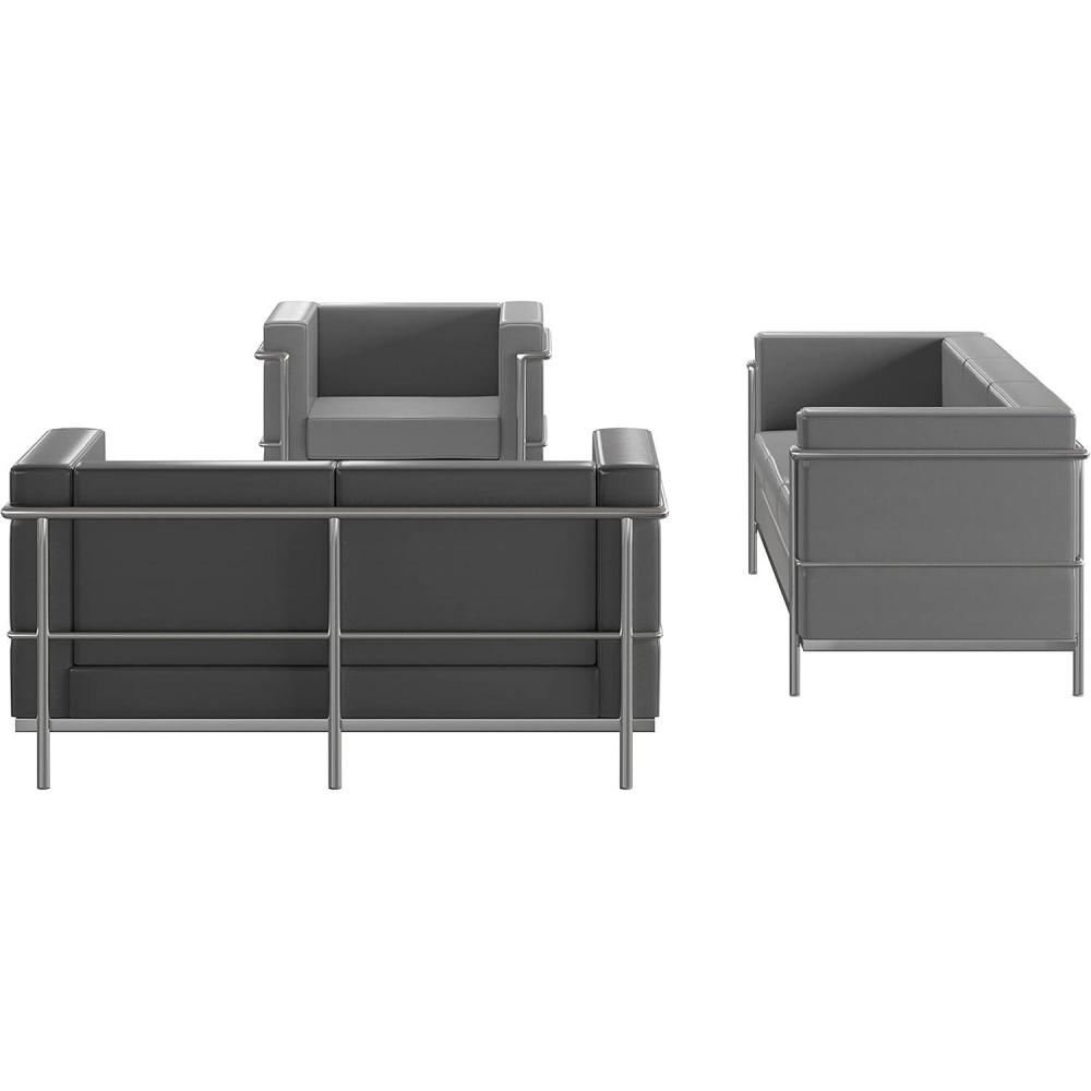 image:imageFlash Furniture Hercules Regal Series Contemporary Gray LeatherSoft Chair with Encasing FrameGrey
