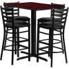 Flash Furniture 24”W x 42”L Rectangular Black Laminate Table Set with 4 Ladder Back Metal Barstools – Black Vinyl Seat(Mahogany Top/Black Vinyl Seat)