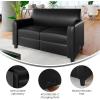 Flash Furniture Agent Reception Loveseat with Right Side Charging Station, Dual AC and USB Ports Plus USB-C Port, Lobby Sofa with Hardwood Frame, Raised Wooden Feet, Black LeatherSoft