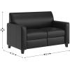 Flash Furniture Agent Reception Loveseat with Right Side Charging Station, Dual AC and USB Ports Plus USB-C Port, Lobby Sofa with Hardwood Frame, Raised Wooden Feet, Black LeatherSoft