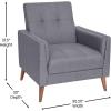 Flash Furniture Conrad Commercial Mid-Century Modern Chair – Taupe Faux Linen Upholstery – Buttonless Tufting – Wood Legs(Slate Gray)