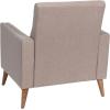 Flash Furniture Conrad Commercial Mid-Century Modern Chair – Taupe Faux Linen Upholstery – Buttonless Tufting – Wood Legs(Taupe)