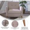 Flash Furniture Conrad Commercial Mid-Century Modern Chair – Taupe Faux Linen Upholstery – Buttonless Tufting – Wood Legs(Taupe)
