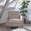 Flash Furniture Conrad Commercial Mid-Century Modern Chair – Taupe Faux Linen Upholstery – Buttonless Tufting – Wood Legs(Taupe)
