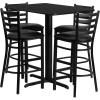 Flash Furniture 24”W x 42”L Rectangular Black Laminate Table Set with 4 Ladder Back Metal Barstools – Black Vinyl Seat(Black Top/Black Vinyl Seat)