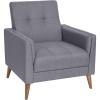 Flash Furniture Conrad Commercial Mid-Century Modern Chair – Taupe Faux Linen Upholstery – Buttonless Tufting – Wood Legs(Slate Gray)