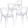 Flash Furniture Josh 4 Pack Nesting Series Transparent Stacking Side Chair(Set of 4)