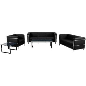 Flash Furniture Hercules Regal Series Contemporary Gray LeatherSoft Chair with Encasing Frame(Black)