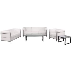 Flash Furniture Hercules Regal Series Contemporary Gray LeatherSoft Chair with Encasing Frame(Melrose White)